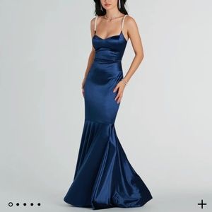 Devina Formal Satin Faux Pearl Dress - XS